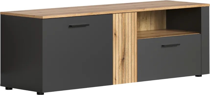 TV stolík, grafit/dub evoke, ESENA 2D1S