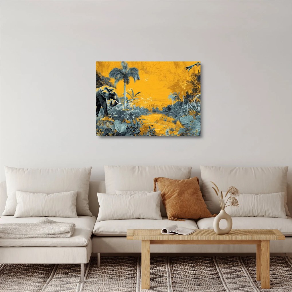 Sklenený obraz - Slon v prírode (70x50 cm)