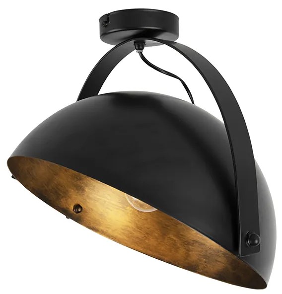 Priemyselné stropné svietidlo čierne so zlatým výklopným - Magna