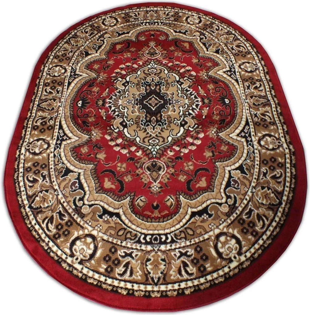 DY Oválny orientálny červený koberec Alfa 06 Rozmer: 80x150 cm