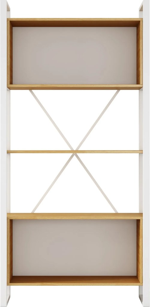 Vysoký kancelářský regál Houseland Nuvia Stack 90 cm dub/bílý