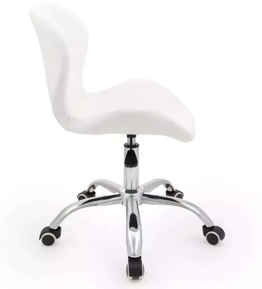 LuxuryForm DESIGN Stolička LIVIO na striebornej podstave s kolieskami - biela