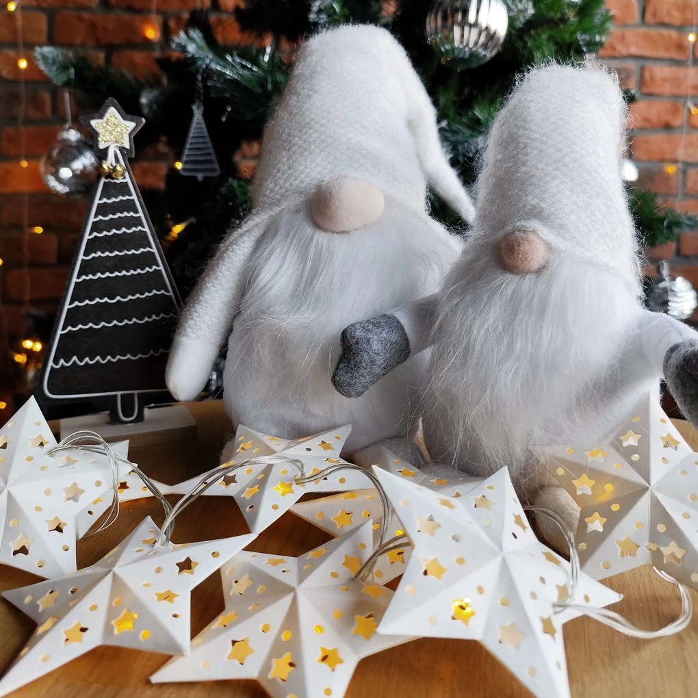 Vianočný škriatok ELF 068 - 50 cm biely