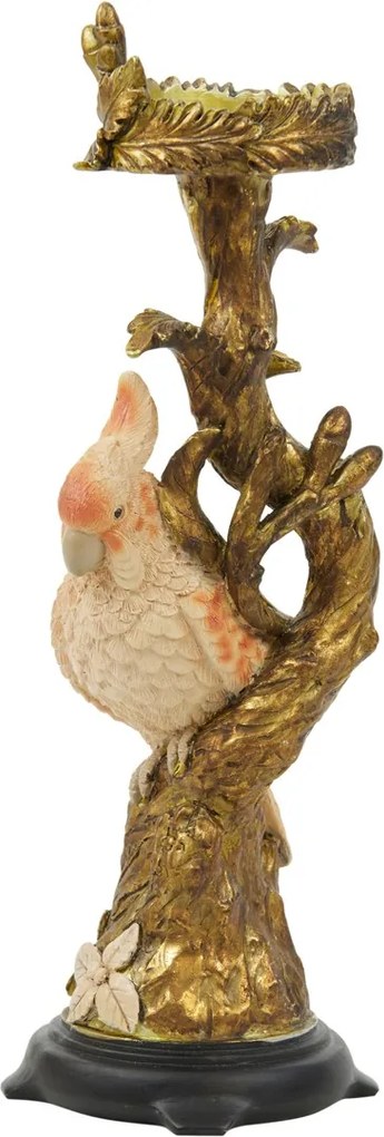 Zlatý antik svietnik s papagájom Parrot antique - 9*8*28 cm