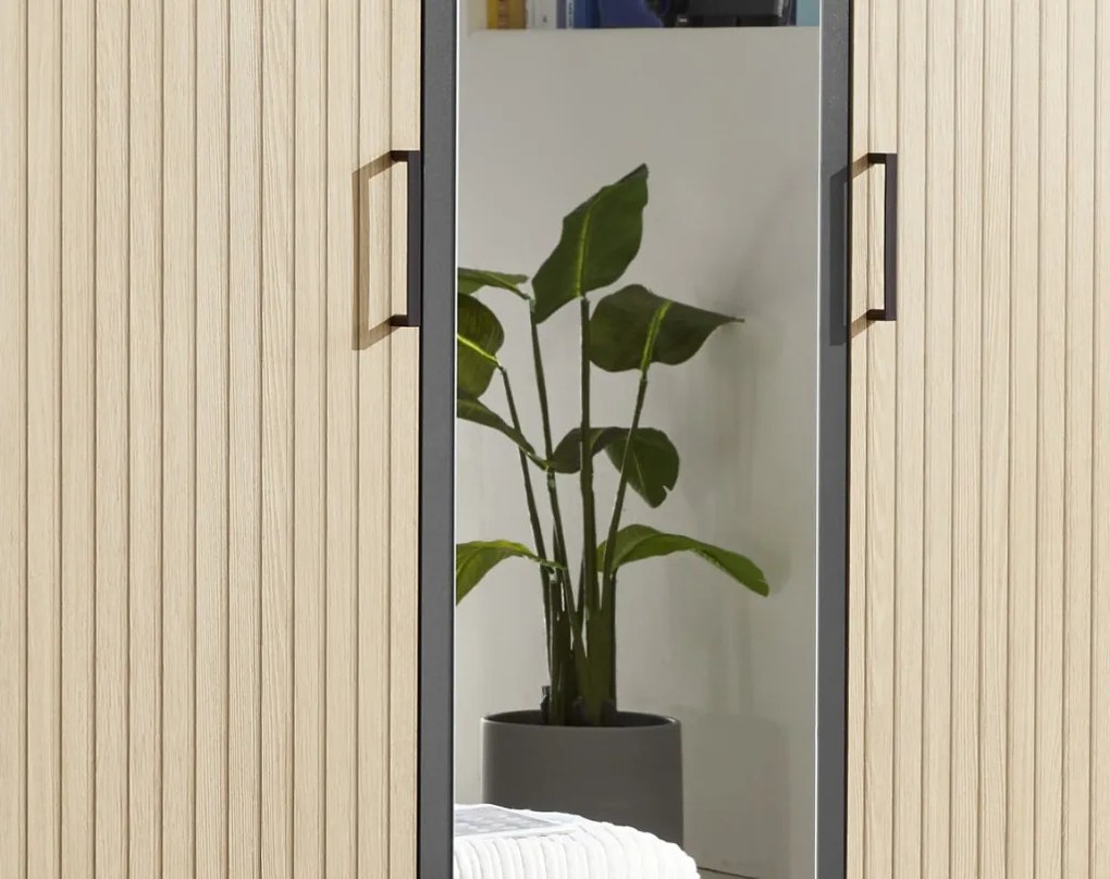 Šatníková skriňa Laurie, 120 cm, grafit/dub