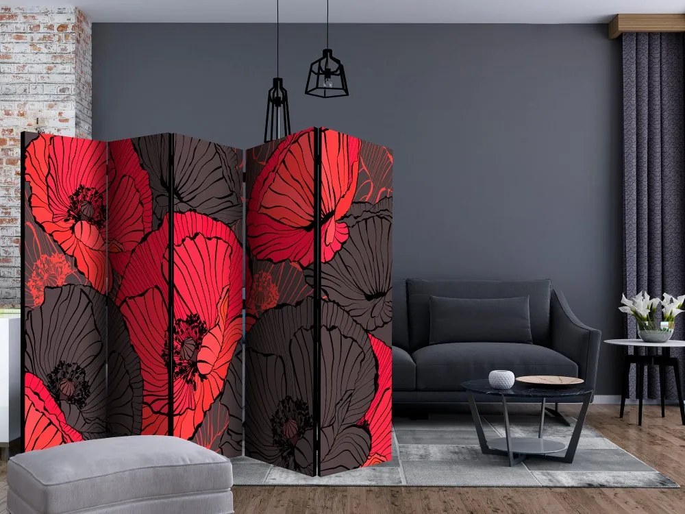 Artgeist Paraván - Pleated poppies [Room Dividers]