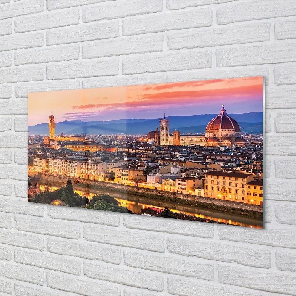 Sklenený obraz Italy Panorama noc katedrála 100x50 cm