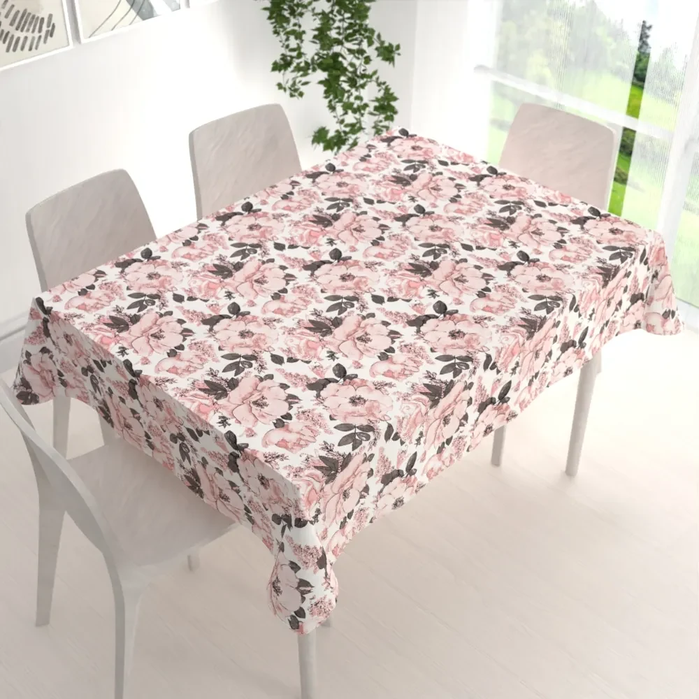 Biante Bavlnený obdĺžnikový obrus Sandra SA-549 Ružové ruže a puky na bielom 100x160 cm