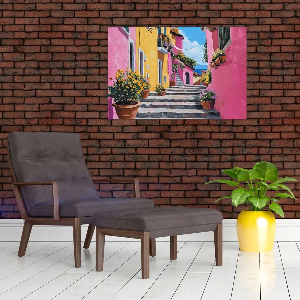 Obraz - Ružová ulička (90x60 cm)