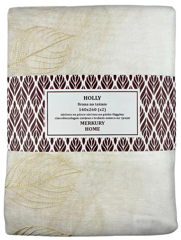 Záclona na páske Holly polyester ecru 140x260 Merkury Home II/22