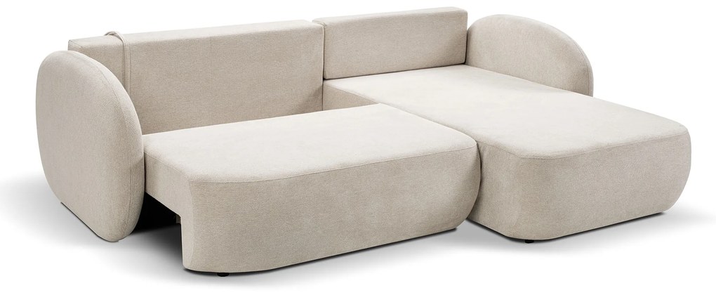 Rohová rozkladacia sedačka Olio - krémová Strana: Pravá