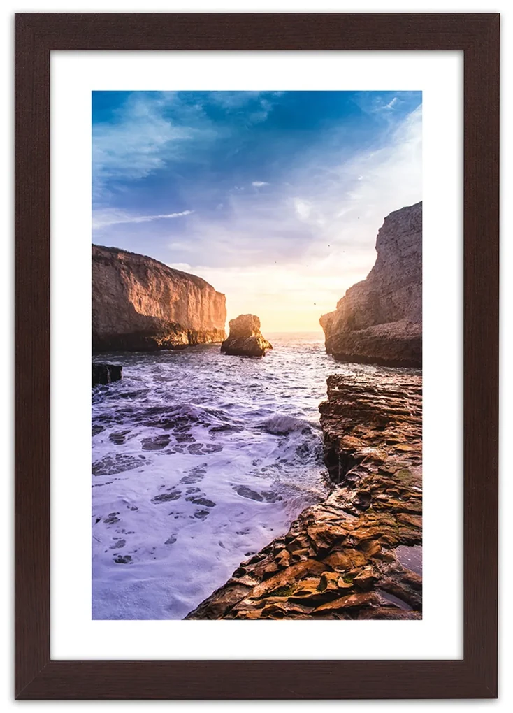 Gario Plagát Oceán a skaly Farba rámu: Hnedá, Rozmery: 30 x 45 cm