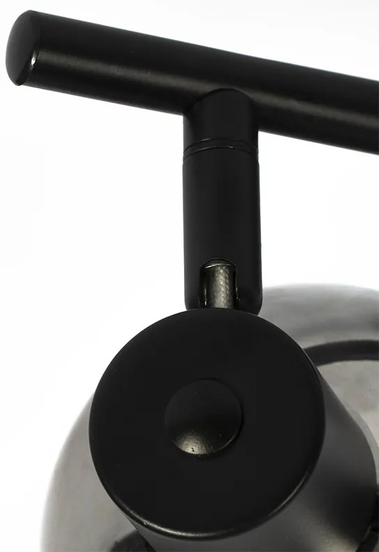 Art Deco stropné svietidlo čierne s dymovým sklom 2-svetlá - Vidro