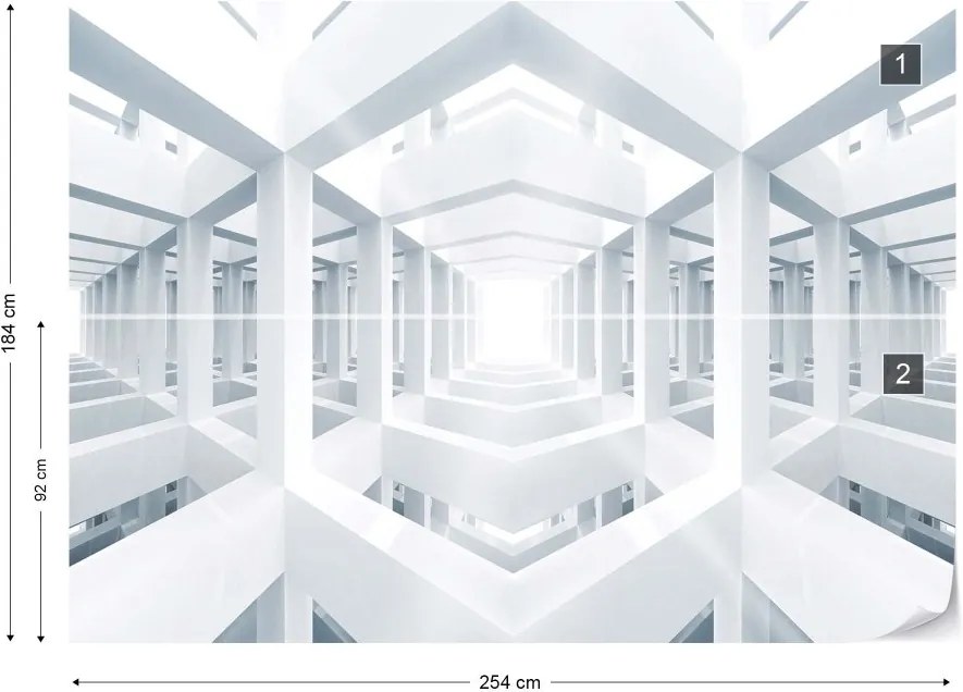 GLIX Fototapeta - 3D Modern Architecture White Vliesová tapeta  - 254x184 cm