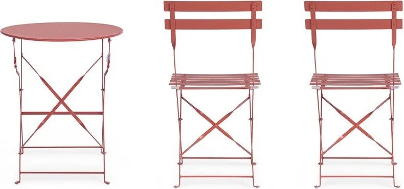 Oceľová záhradná jedálenská súprava v terakotovej farbe pre 2 Austin – Bizzotto