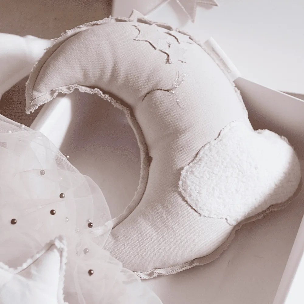 Závesná dekorácia mesiac púdrovo ružová 31x31x10cm