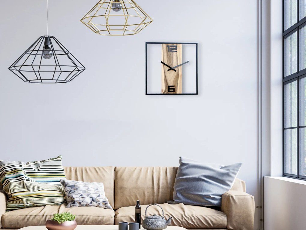 Nástěnné hodiny Woody 33 cm ořech/černé