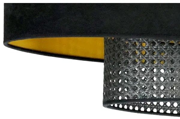 Duolla - Prisadený luster DOUBLE OVAL RATTAN 2xE27/15W/230V čierna/ratan