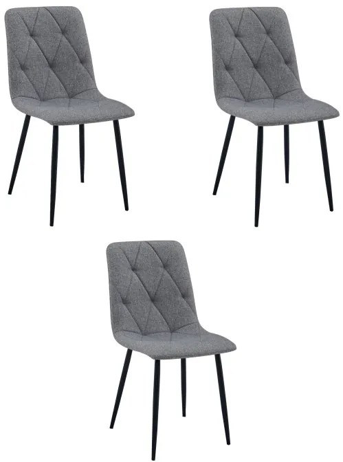Set troch jedálenských stoličiek LIBRA tmavosivé / čierne nohy (3 ks)