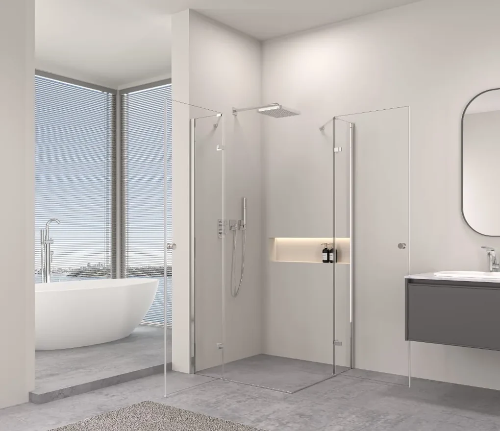 Erga Bern Double, sprchový kút s 2-krídlovými dverami 100(dvere) x 110(dvere) x 195 cm, 6mm číre sklo, chrómový profil, ERG-V02-BERN-D100D110-CL-CR