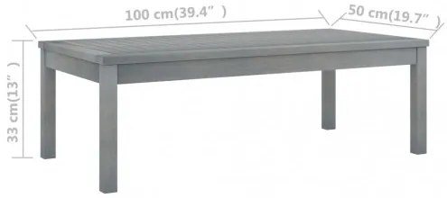 vidaXL Konferenčný stolík 100x50x33 cm sivý masívne akáciové drevo-
