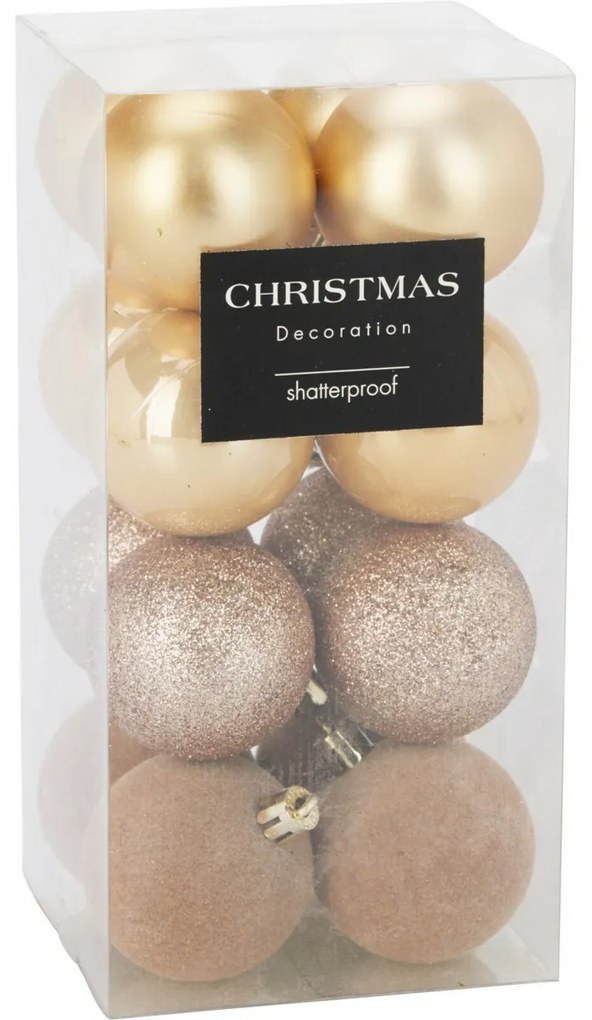 Súprava 16 ks vianočných ozdôb Festive Sparkles, zlatá, pr. 5 cm, plast