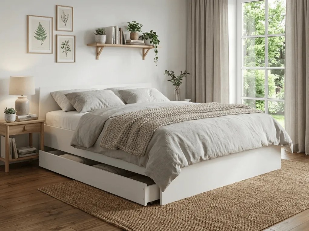 Posteľ ELISA 180 x 200 cm, biela Rošt: S lamelovým roštom, Matrac: Matrac SOMMERA 18 cm