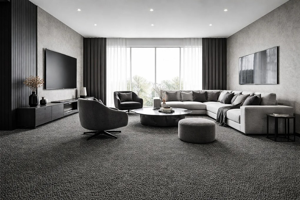 Koberec metráž Fuego 99, na mieru, šíře 4m,5m, šedá, filc, chodba / predsieň, Associated Weavers