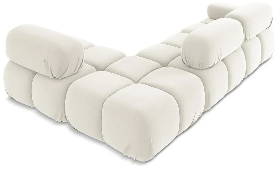 Biela zamatová modulárna rohová pohovka (pravý roh) Lokua – Makamii