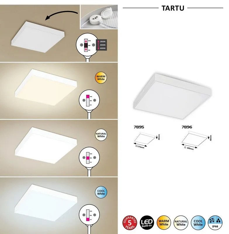 Rabalux LED vonkajšie stropné svietidlo TARTU 18W | 1800lm | 2800-6000K CCT | IP44 - biela