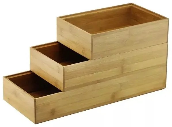 5Five® Bambusové organizéry, úložné boxy do šuplíku, sada 3ks - TSX3 38 x 31 x 7 cm