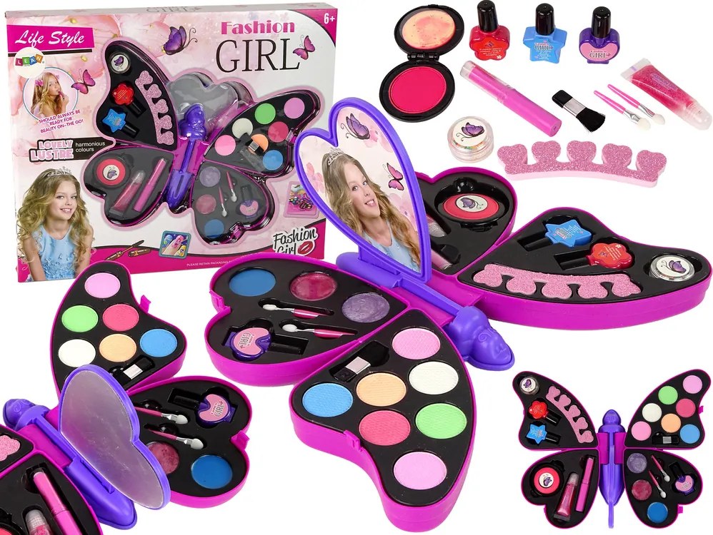 LEAN Toys Make-up set Fialové očné tiene Butterfly