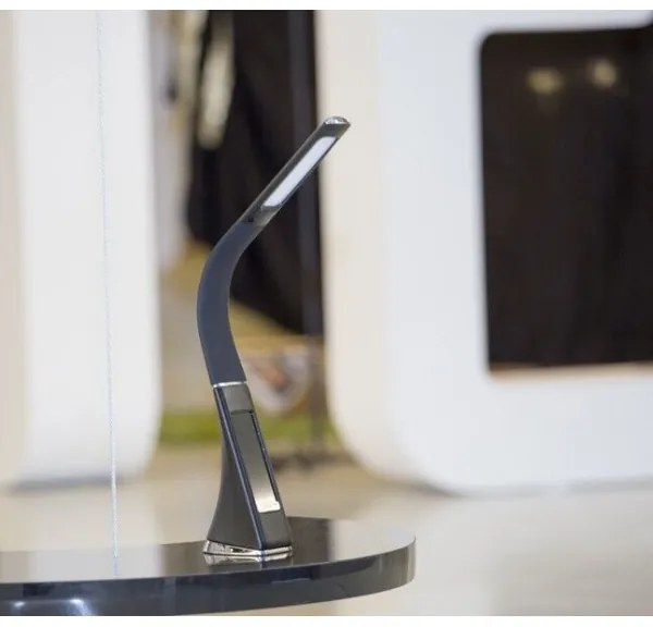 Immax 08947L -LED Stmievateľná stolná lampa s displejom LEATHER LED/7W/230V čierna