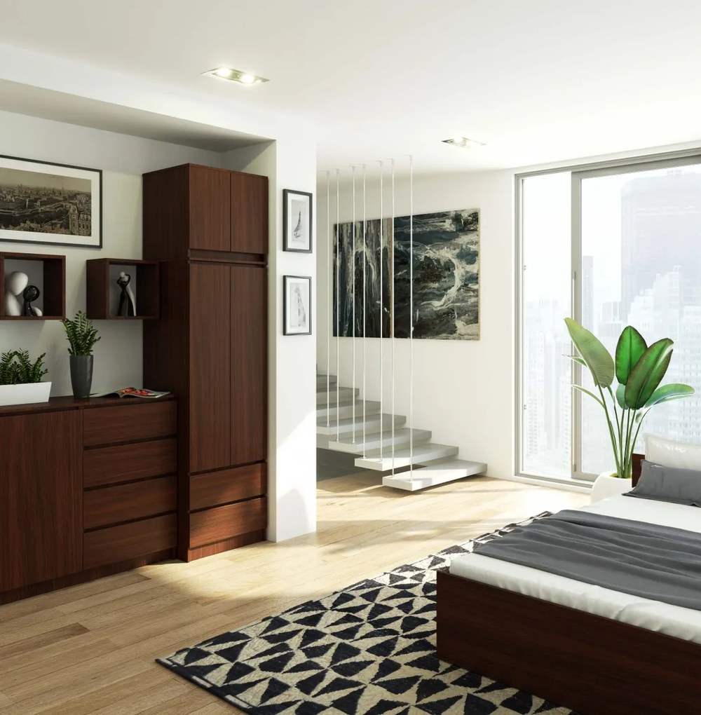 Šatníková skriňa s nástavcom STAR 60 cm wenge