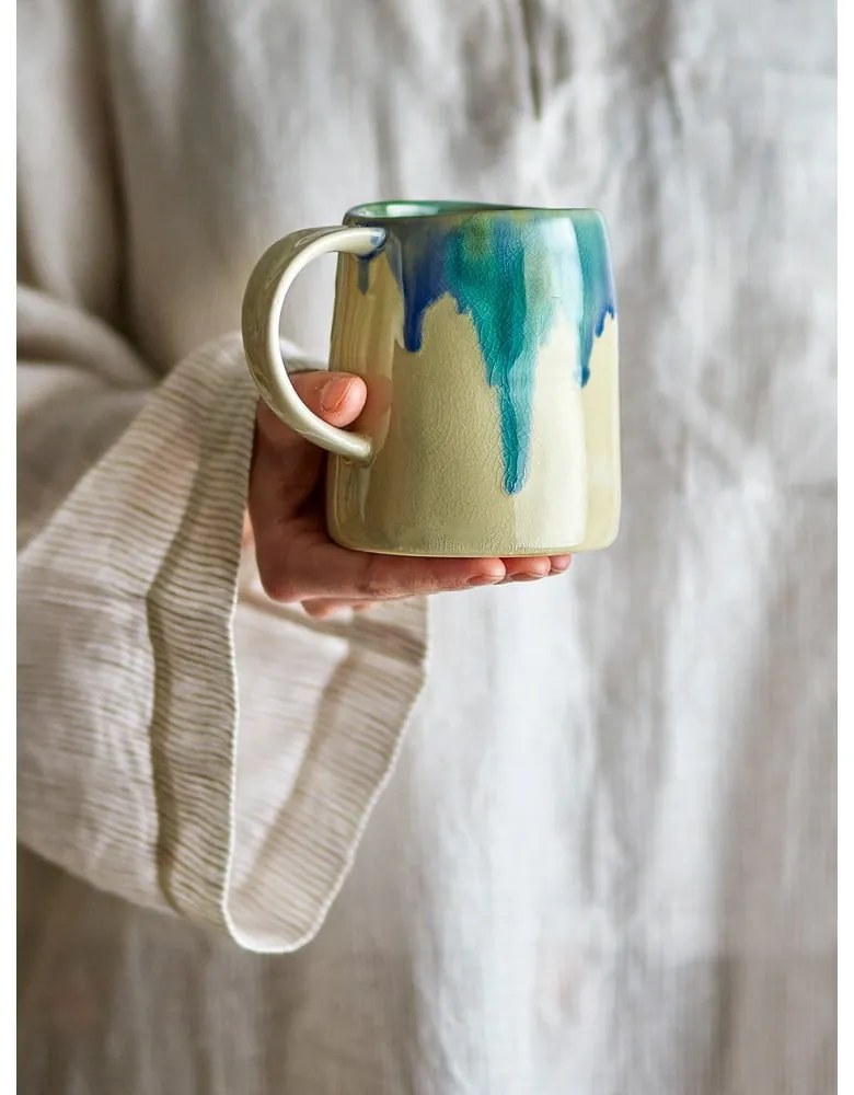 Modrý/béžový hrnček z kameniny 450 ml Yori – Bloomingville