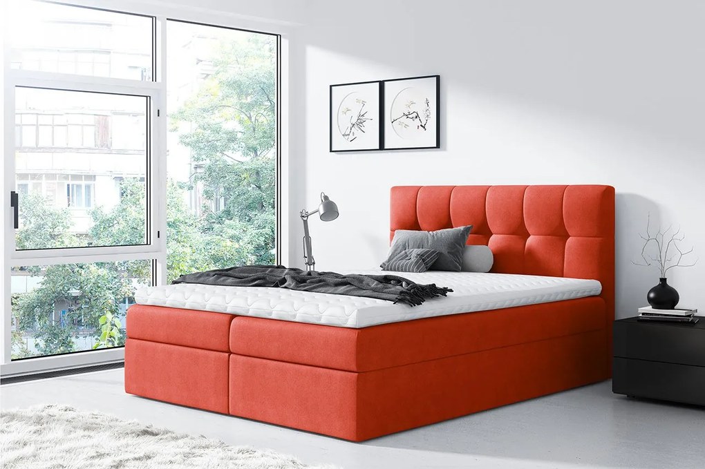 Moderná box spring posteľ Rapid 200x200, oranžová