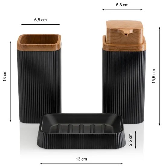 Kúpeľňový set ZOYA 5 ks čierna/hnedá