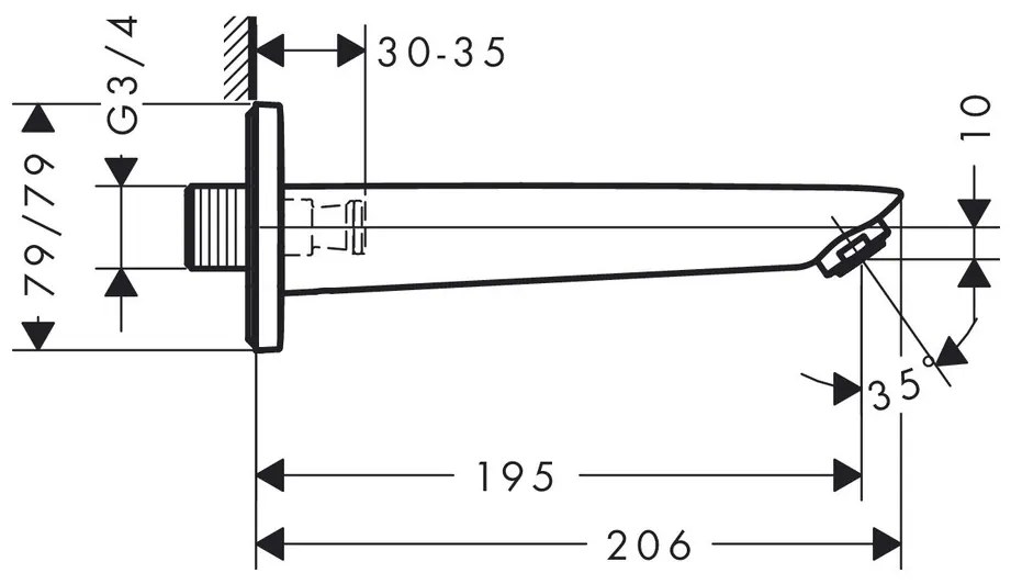 Hansgrohe Logis, vaňový výtok 195 mm, chrómová, HAN-71410000