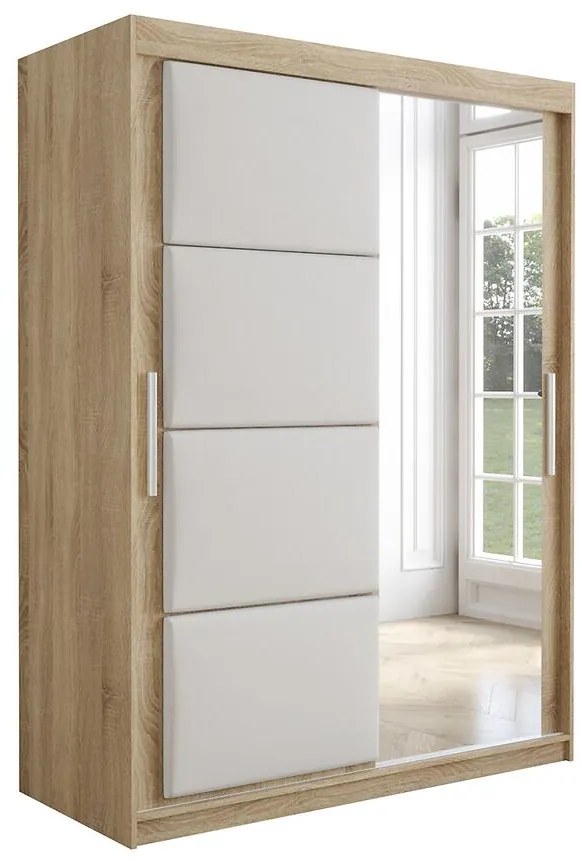 Skriňa Tapi 150 Dub Sonoma/Biela ekokoža