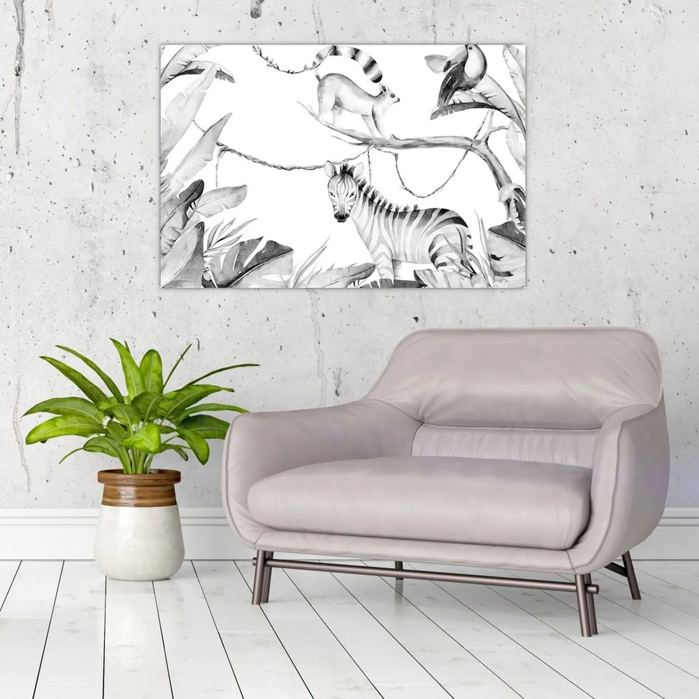Obraz - Akvarelová džungľa (90x60 cm)