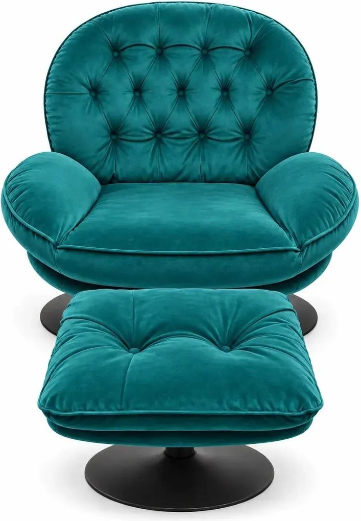 LuxuryForm DESIGN Otočné relaxačné kreslo LUNA s podnožkou – zelené