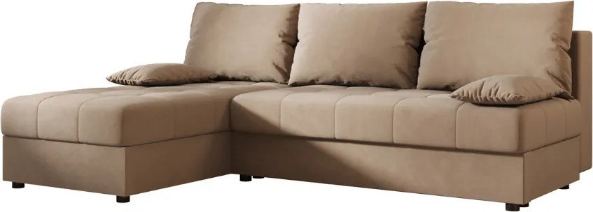Rozkladacia obojstranná sedacia súprava do L VENORIA SLIM 200x143 cm, béžová + 2 vankúšiky ZDARMA