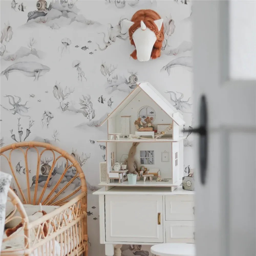 Detský drevený domček pre bábiky biely