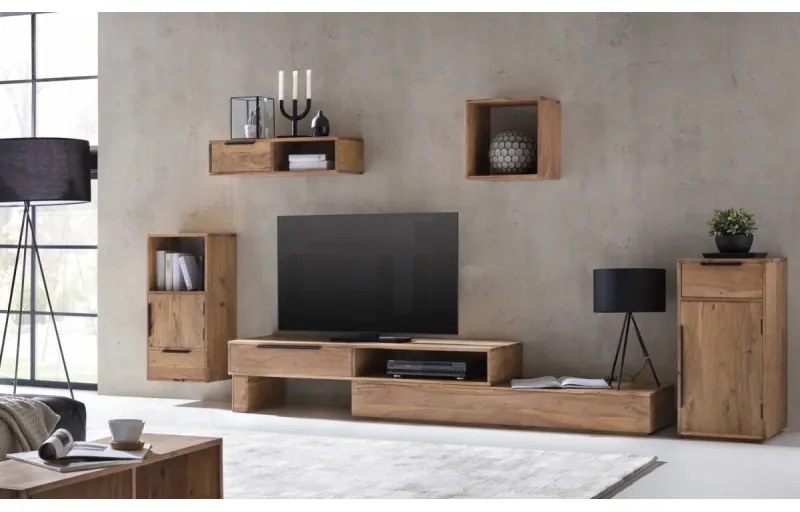 furniture-nabytek.cz - Masívna nástenná polica Auckland z akácie, lakovaná, hnedá – 80×30×20 cm