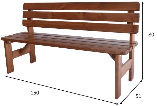 Záhradná lavica VIKING 150 cm - lakovaná z borovicového dreva