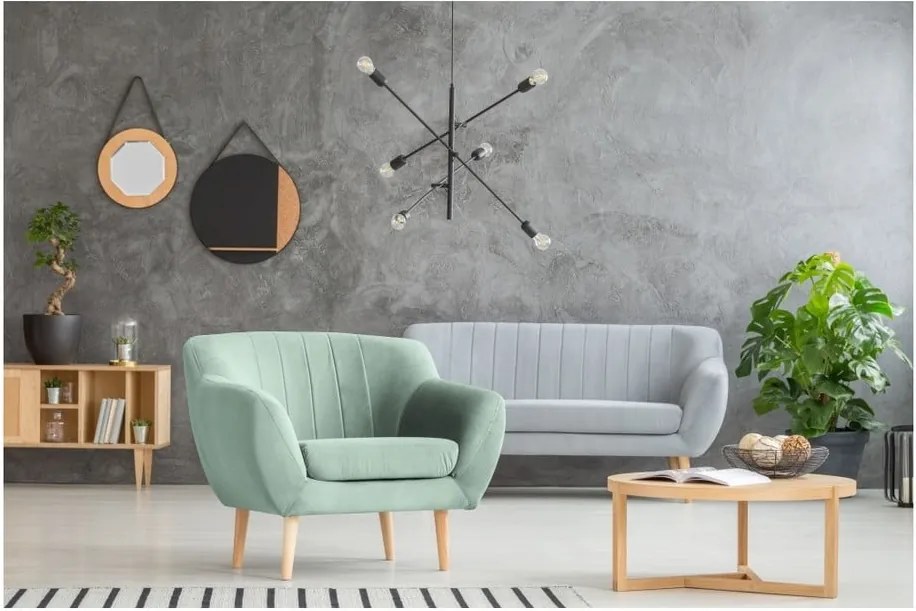 Mentolovozelené zamatové kreslo Mazzini Sofas Sardaigne