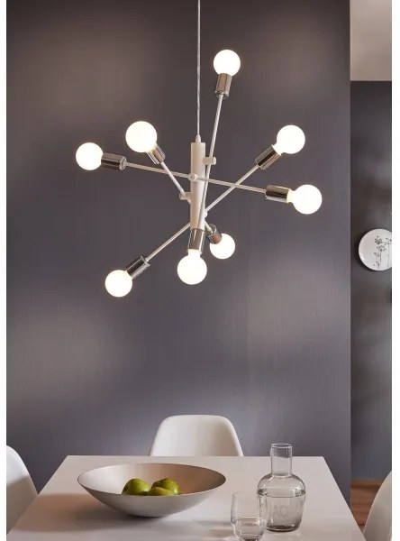 Eglo 98017 - Luster na lanku GRADOLI 8xE27/60W/230V biela
