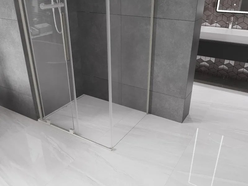 Mexen Velar L, sprchový kút s posuvnými dverami 110 x 80 cm, 8mm číre sklo, brúsená oceľ, 871-110-080-03-97