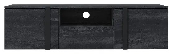 Závesná TV skrinka Verica 150 cm s výklenkom - charcoal / čierne úchytky