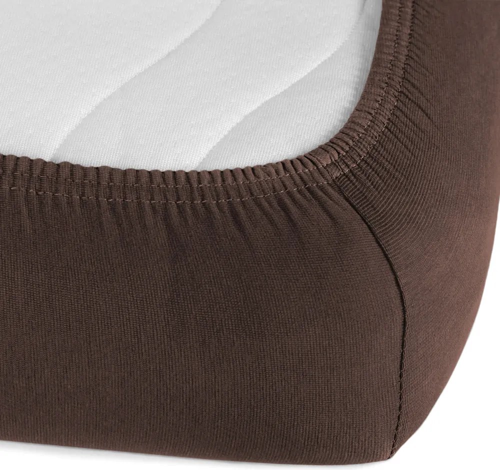 Jersey napínacie prestieradlo JR-026 Čokoládovo hnedé 100 x 200 - výška 20 cm